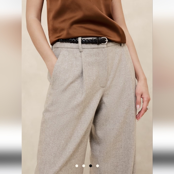 Banana Republic Straight Wool-Blend Herringbone blonde pants 6p - Picture 3 of 8
